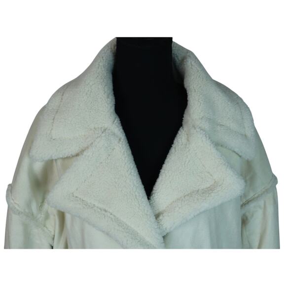 Hollister by Abercrombie Cream Faux Suede Cropped Jacket Sherpa Shearling  XL - Picture 4 of 8
